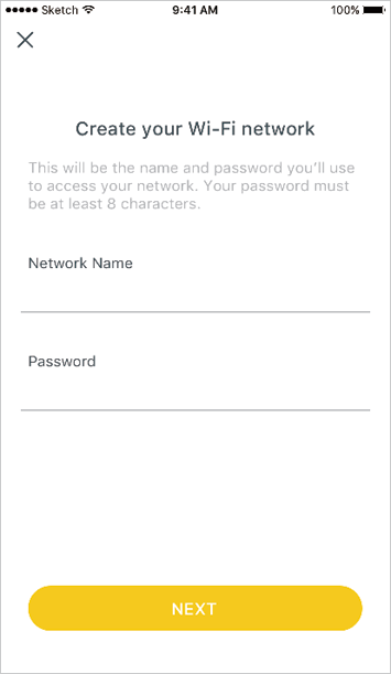 Establecer un nombre de red y una contraseña. Estos serán el nombre y la contraseña que usará para conectar sus dispositivos a Wi-Fi