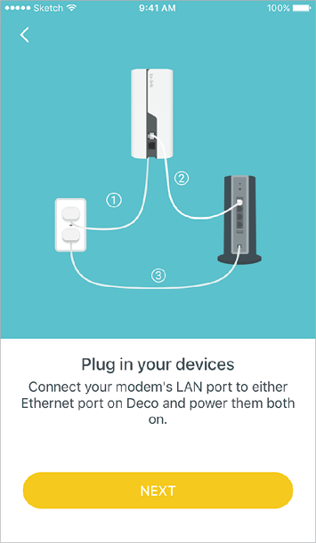 Find and power off your modem. Connect your Mesh WiFi to the modem and power them both on