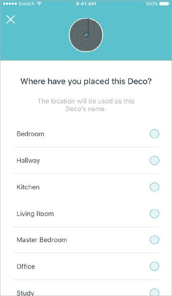 Select a location for this Mesh WiFi. If its location is not listed, you can create a new one by choosing Custom.