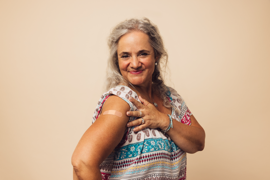 Lady after receiving covid-19 vaccine
